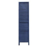 67" Dark Blue Solid Wood Folding Three Panel Screen Room Divider