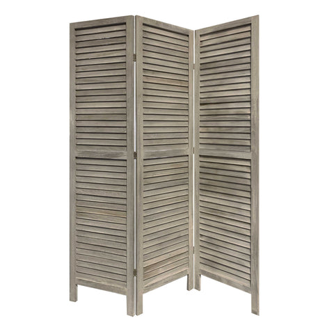 67" Gray Folding Three Panel Screen Room Divider