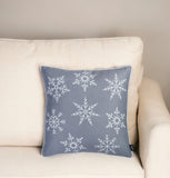Set of Four 18" Gray Christmas Snowflakes Fabric Throw Pillow Covers