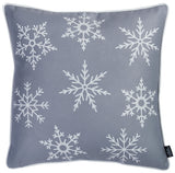 Set of Four 18" Gray Christmas Snowflakes Fabric Throw Pillow Covers