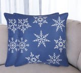 Set Of Two Blue 18" Holiday Snowflakes Throw Pillow Covers
