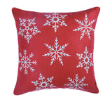 Set Of Two Red 18" Christmas Snowflakes Throw Pillow Covers