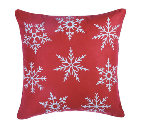 Set Of Two Red 18" Christmas Snowflakes Throw Pillow Covers