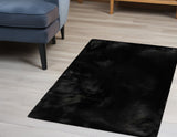 3' X 5' Black Faux Fur Area Rug