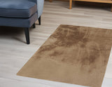 3' X 5' Taupe Shag Hand Knotted Area Rug