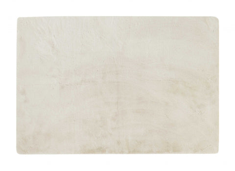 5' X 8' Ivory Shag Hand Knotted Area Rug