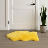 2' X 3' Yellow New Zealand Lambs Wool Handmade Area Rug