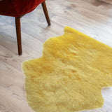2' X 3' Yellow New Zealand Lambs Wool Handmade Area Rug