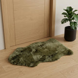 2' X 3' Dark Green New Zealand Lambs Wool Area Rug