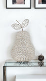 18" Silver Faux Crystal and Silver Decorative Pear Tabletop Sculpture
