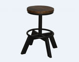 22" Brown and Black Solid Wood and Iron Backless Bar Chair