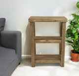 29" Brown Wood And Solid Wood End Table With Two Shelves