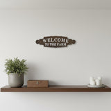 Welcome To The Farm Lacquered Black And White Metal Wall Art