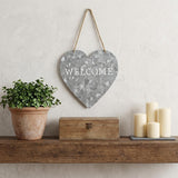 10" Gray Galvanized Metal Heart Shaped Welcome Wall Decor