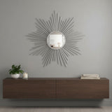 32" Silver Metal Sunburst Framed Accent Mirror
