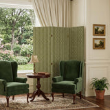71" Green Fabric Folding Three Panel Screen Room Divider