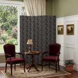 71" Black and White Fabric Folding Three Panel Screen Room Divider