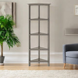 Gray Solid Wood Corner Bookcase
