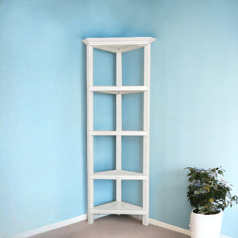 White Solid Wood Corner Bookcase