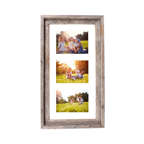 5" x 7" Natural Distressed Reclaimed Wood Hanging Picture Frame with Mat