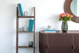 57" Brown Rustic Five Step Wood Ladder Shelf