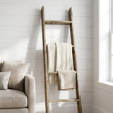 4 Step Rustic Black Wood Ladder Shelf