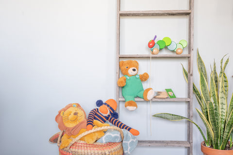 60" Gray Rustic Five Step Wood Ladder Shelf