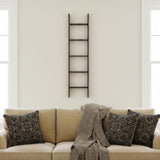4 Step Rustic Black Wood Ladder Shelf