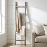 72" Gray Rustic Seven Step Wood Ladder Shelf