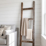48" Gray Rustic Four Step Wood Ladder Shelf