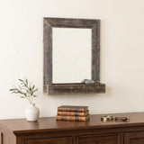 Rustic Weathered Gray Reclaimed Wood Plank Mirror With Shelf