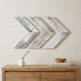 Set of Three White Distressed Wood Hanging Arrow Dimensional Sculptures