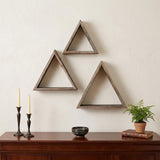 Set of Three Gray Wood Square Hanging Dimensional Sculpture