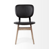 Set of Two Black and Brown Faux Leather Open Back Dining Side Chairs
