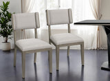 Set Of Two Brown And Light Gray Upholstered Fabric Open Back Side Chairs