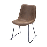 Set of Two Brown and Black Faux Leather Dining Side Chairs