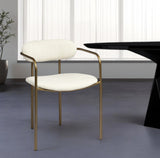 Set of Two Cream and Gold Fabric Open Back Dining Arm Chairs