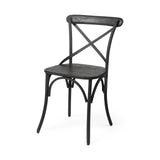 Set of Two Black Cross Back Dining Side Chairs