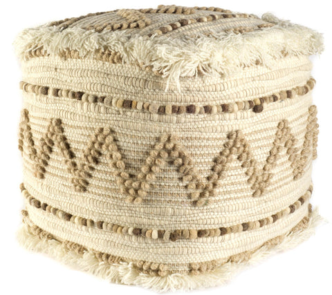 18" Beige Geometric Cube Ottoman