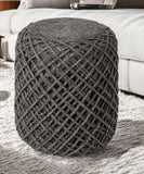 16" Gray Upholstery Cylinder Abstract Pouf Ottoman