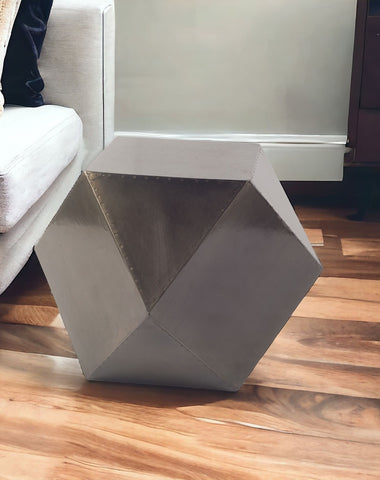 19" Black Iron Square Top Hexagonal End Table