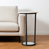 21" Black And White Marble Round End Table