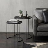 Set of Two 20" Black Round End Table