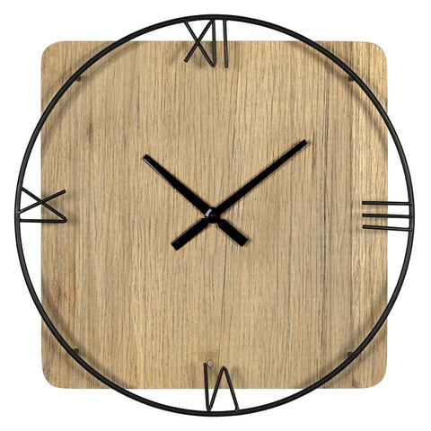 27" Novelty Brown And Black Wood Analog Wall Clock