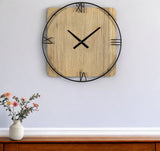 27" Novelty Brown And Black Wood Analog Wall Clock