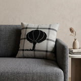 Grey Plaid Pumpkin Throw Pillow