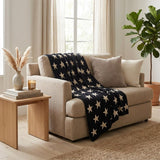 Navy Blue And White Stars Knitted Baby Blanket