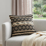 Black And Sand Woven Decorative Pillow