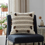 Creamy Beige Textured Throw Pillow