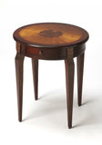 24" Brown Solid Wood and Wood Round End Table With Drawer